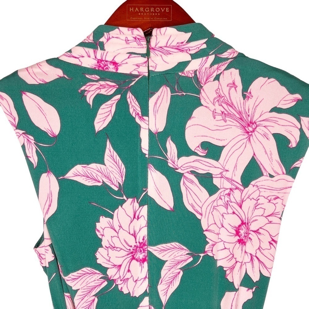 ELIZA J NWT Sleeveless Faux Wrap Tie Waist Dress Size 2 in Garden Floral Green - Picture 10 of 16